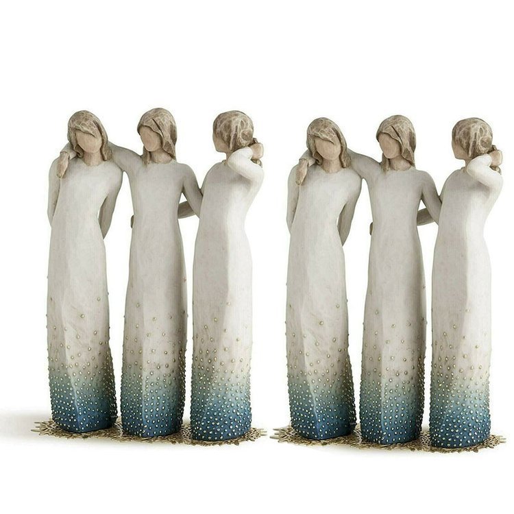 Håndlaget Søsterstatue i Harpiks – Kjærlighet og Vennskap