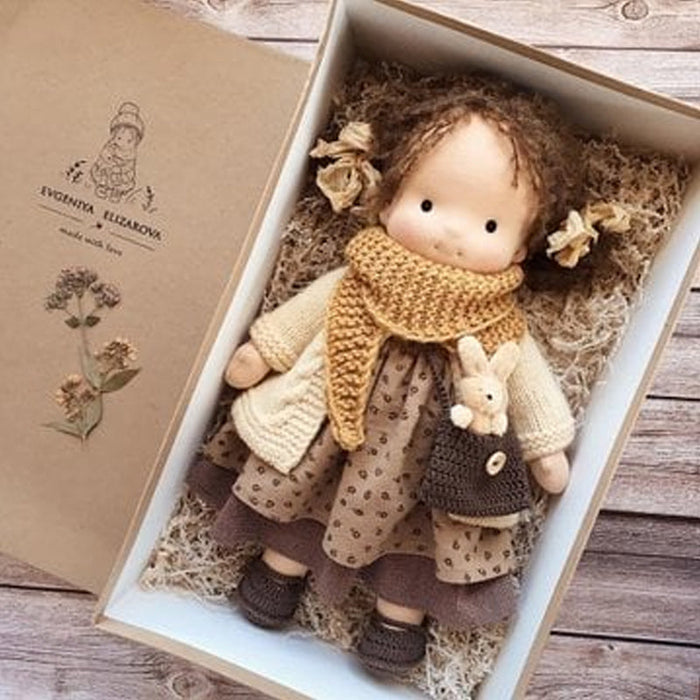 Bambola Waldorf fatta a mano per bambini, in cotone biologico con imbottitura morbida