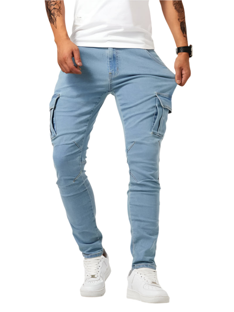 Herre Cargo Jeans: Fleksibel Komfort og Praktisk Stil