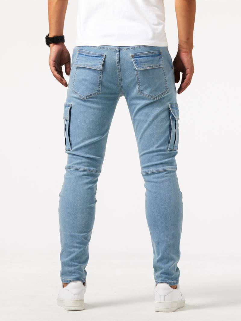 Herre Cargo Jeans: Fleksibel Komfort og Praktisk Stil