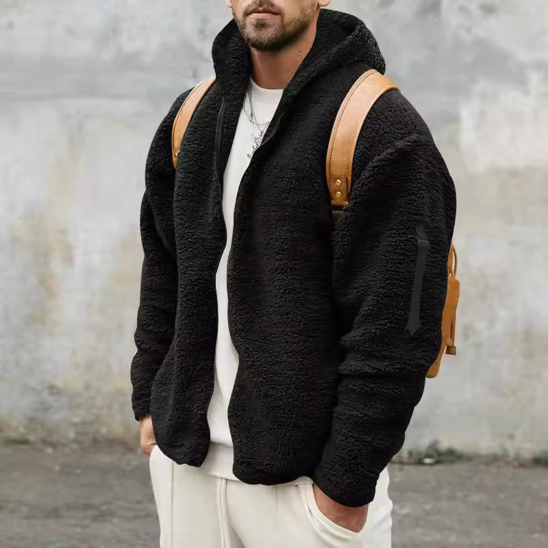 Herre Fleecejakke med Hette – Komfort i Oversized Passform