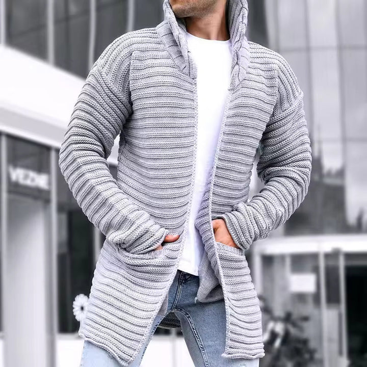 Herre Oversized Cardigan med Turtleneck