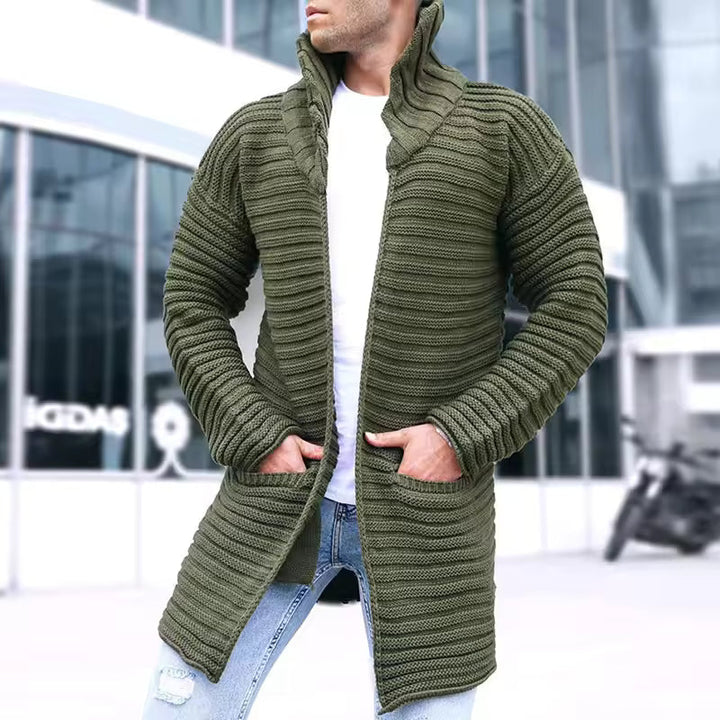 Herre Oversized Cardigan med Turtleneck
