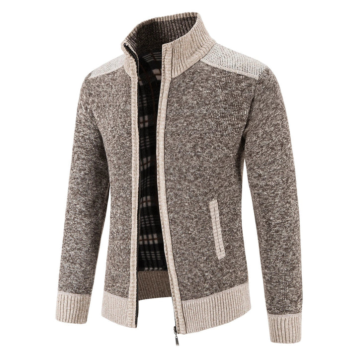 Herre Patchwork Strikk Cardigan for Varm Høst og Vinterstil