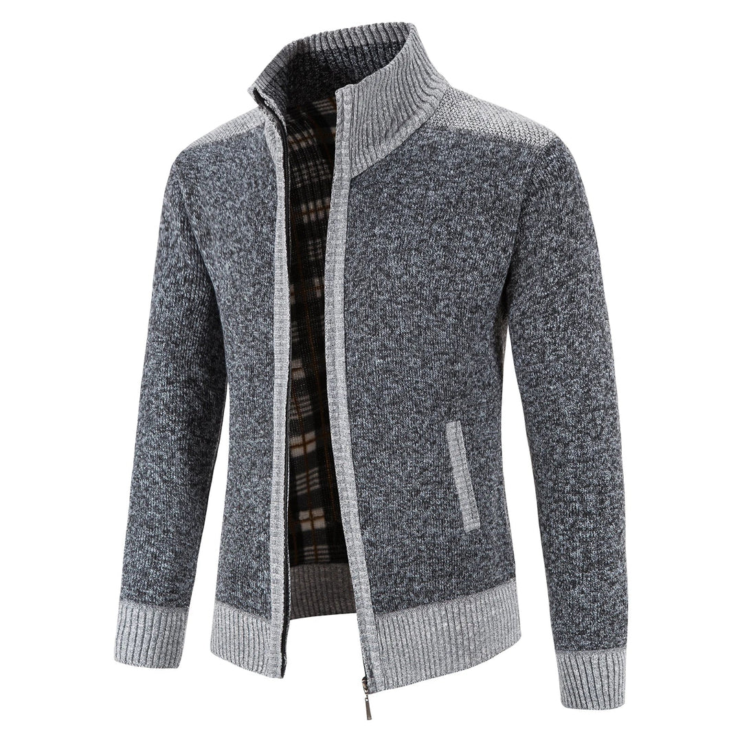 Herre Patchwork Strikk Cardigan for Varm Høst og Vinterstil