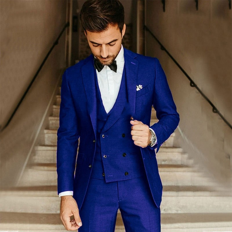 Herres 3-delt Formell Drakt med Blazer, Vest og Bukser