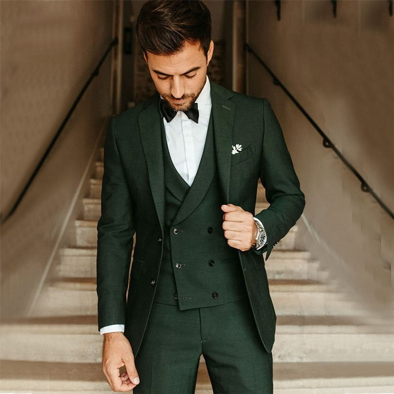 Herres 3-delt Formell Drakt med Blazer, Vest og Bukser