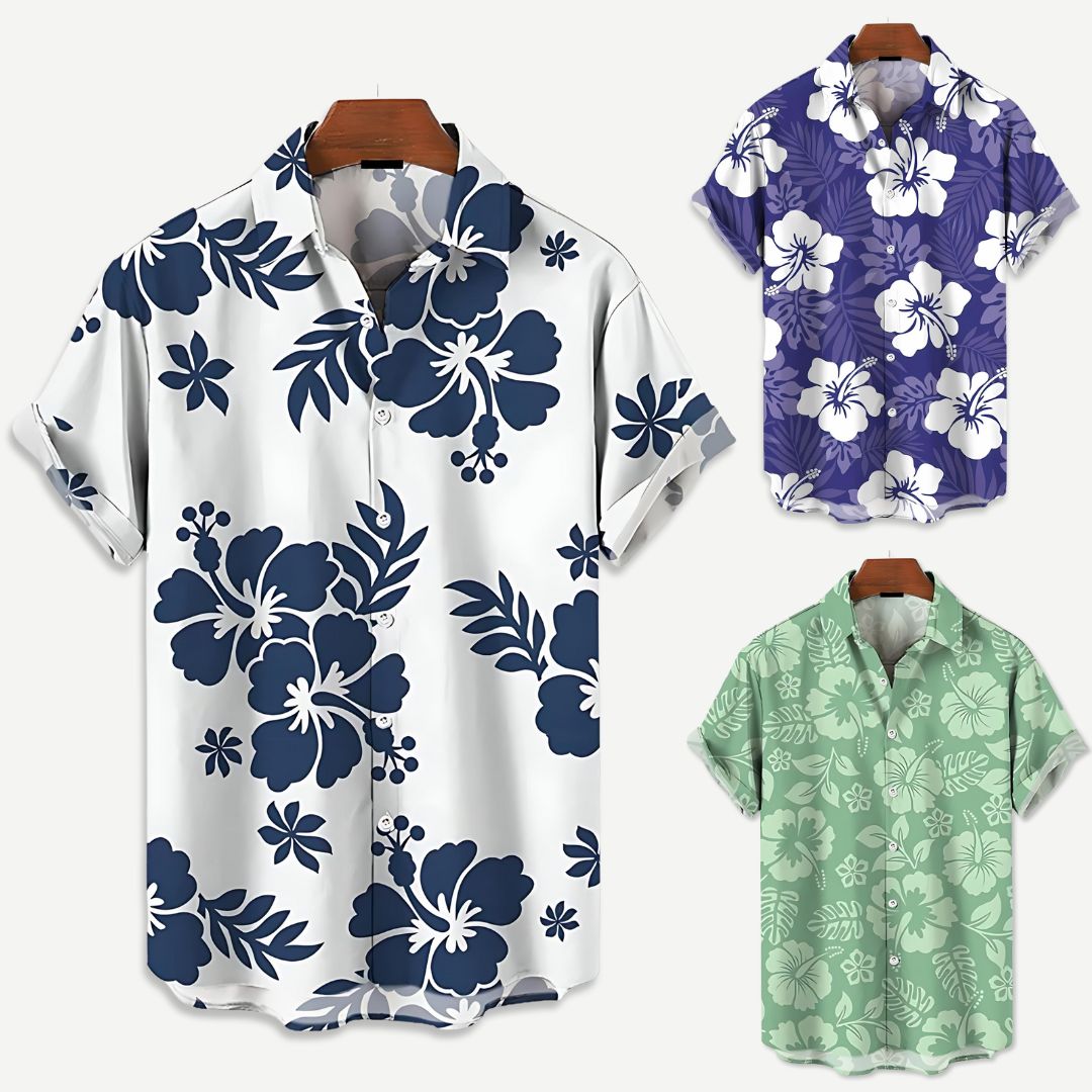 Herre Skjorte med Avslappet Passform og Blomsterprint
