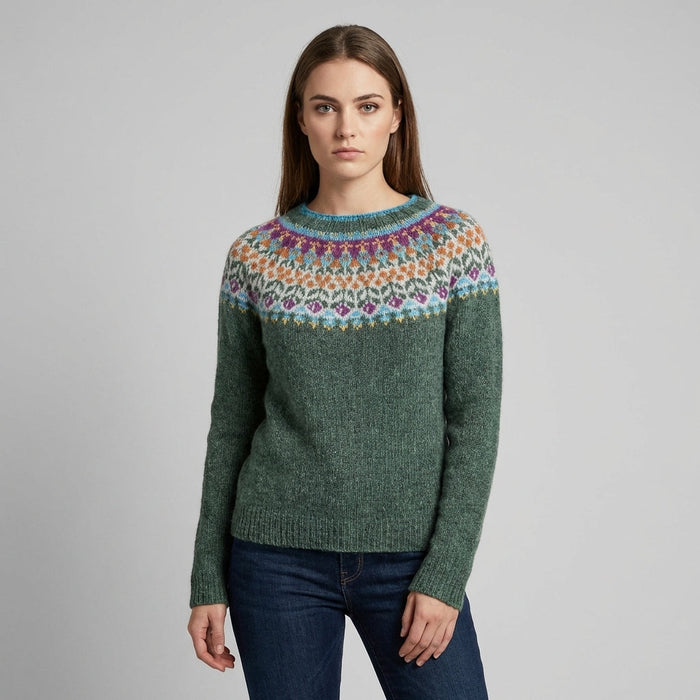 Maglione da donna con motivo nordico lavorato a maglia circolare