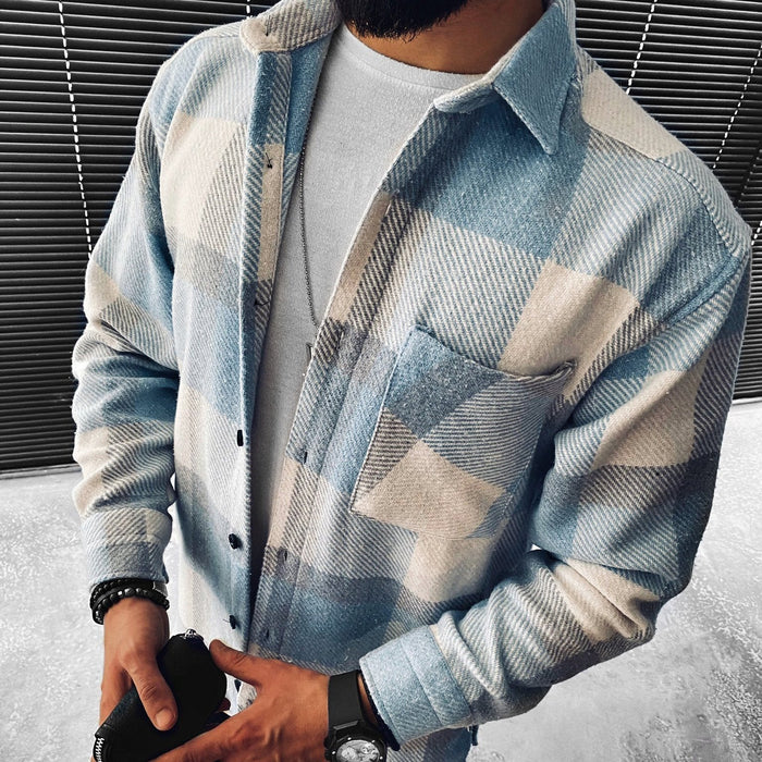 Miesten ruudullinen overshirt-paita painonapeilla ja rintataskulla