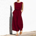 Jumpsuit for Kvinner med Høy Midje og Vid Passform