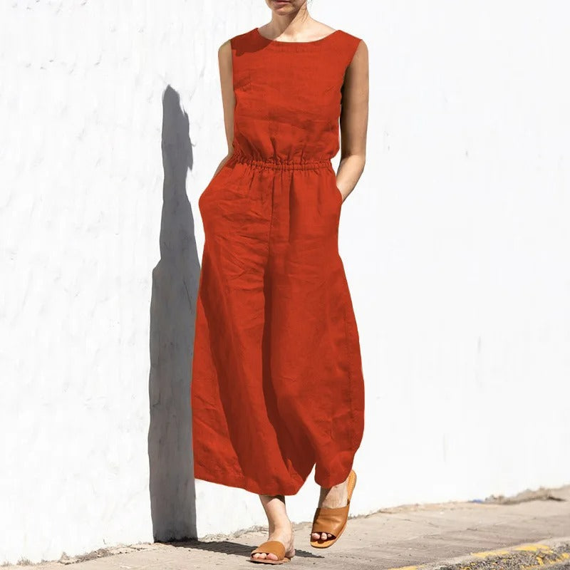 Jumpsuit for Kvinner med Høy Midje og Vid Passform