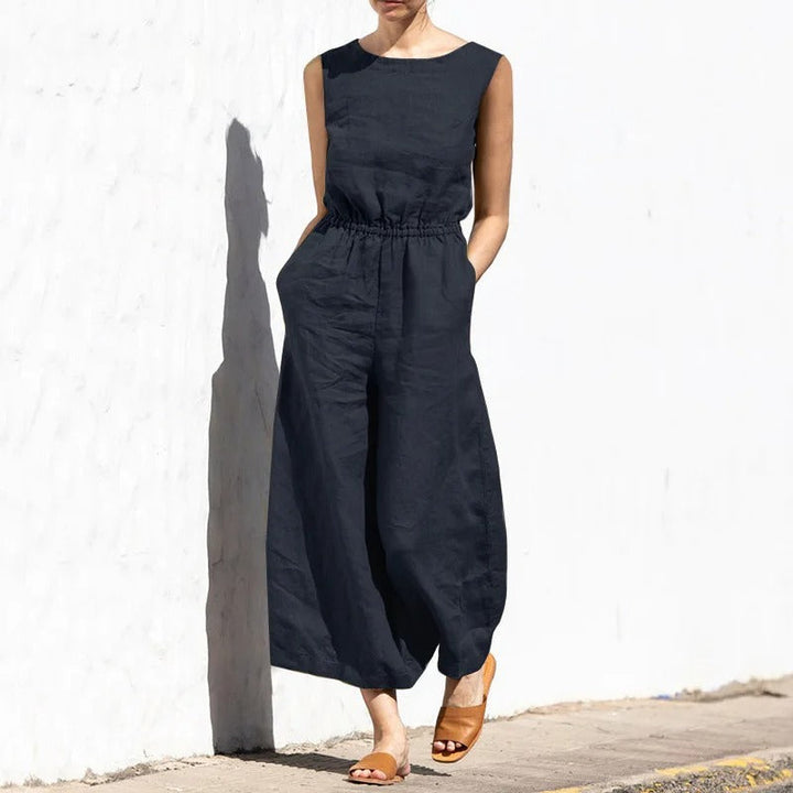 Jumpsuit for Kvinner med Høy Midje og Vid Passform