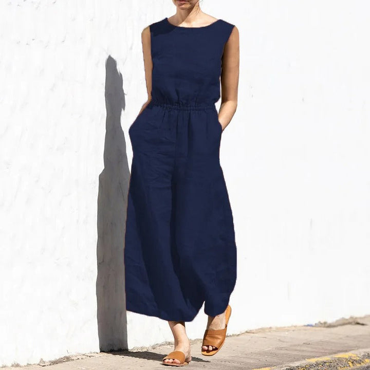 Jumpsuit for Kvinner med Høy Midje og Vid Passform
