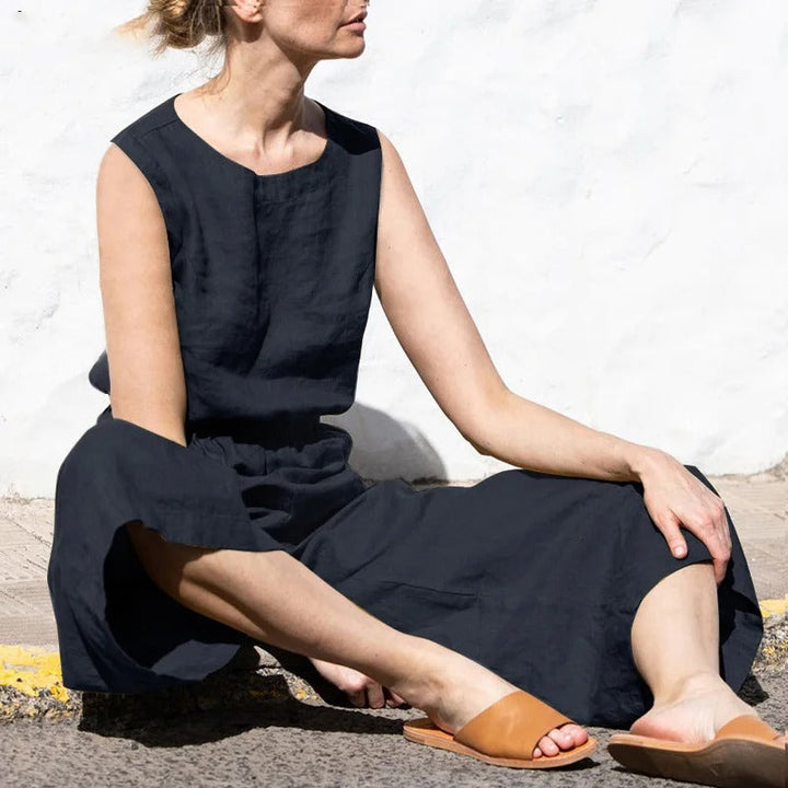 Jumpsuit for Kvinner med Høy Midje og Vid Passform