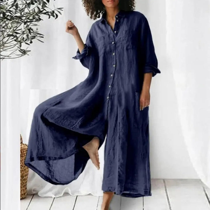 Kvinner Jumpsuit med Vide Ben og Knappedetaljer