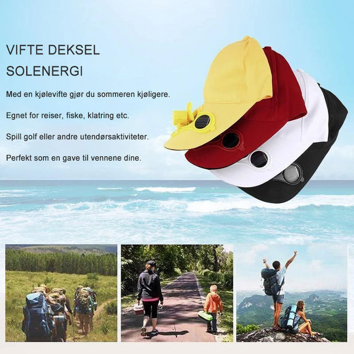 Solcelledrevet Hat med Vifte - Justerbar og Komfortabel