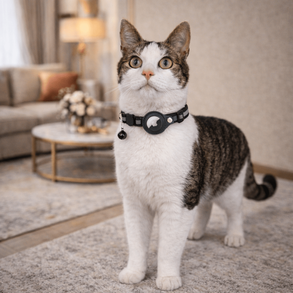 Katt Halsbånd med GPS Sporing og Refleks, Justerbart
