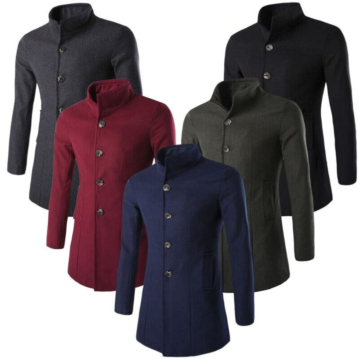 Elegant Trenchcoat for Menn med Klassisk Krage