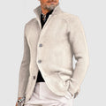 Herre Strikket Cardigan – Klassisk Knappegenser med Ribbede Detaljer