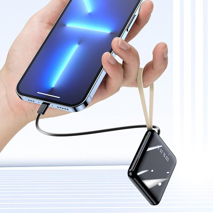 Mini Powerbank 20000mAh med Integrerte Kabler