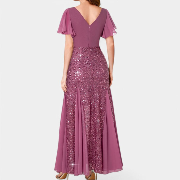 Kvinne Maxikjole med Hjerteutskjæring i Polyester