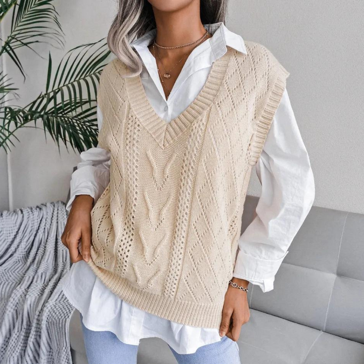Kvinne Strikkvest med Moderne Design og Allsidig Stil