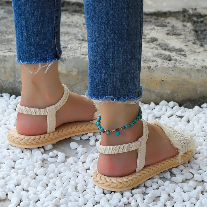 Kvinner Flate Sandaler med Dusk og Snøring – Elegant Komfort