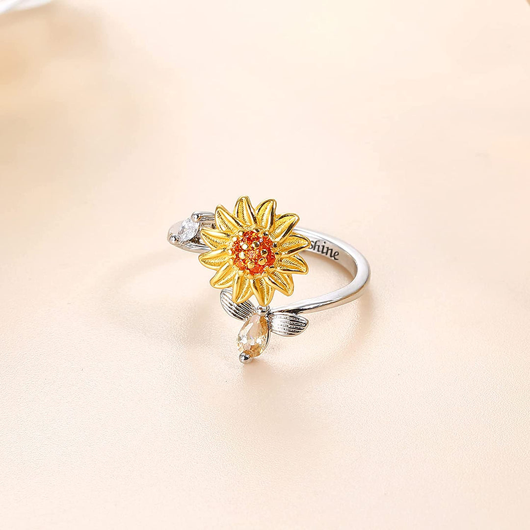 Kvinners Solsikke Fidget Ring for Angstlindring