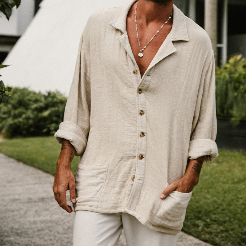 Herre Langermet Button-Up Skjorte for Avslappet Stil