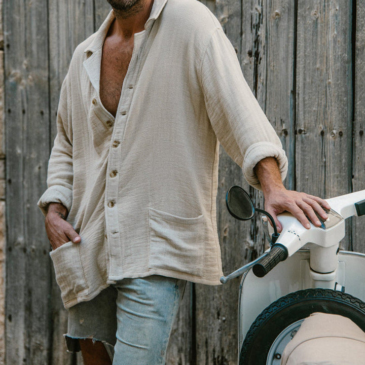 Herre Langermet Button-Up Skjorte for Avslappet Stil
