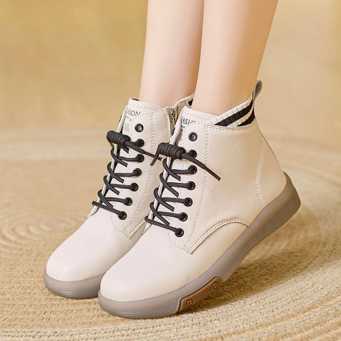 Botines impermeables para mujer con cordones y cremallera