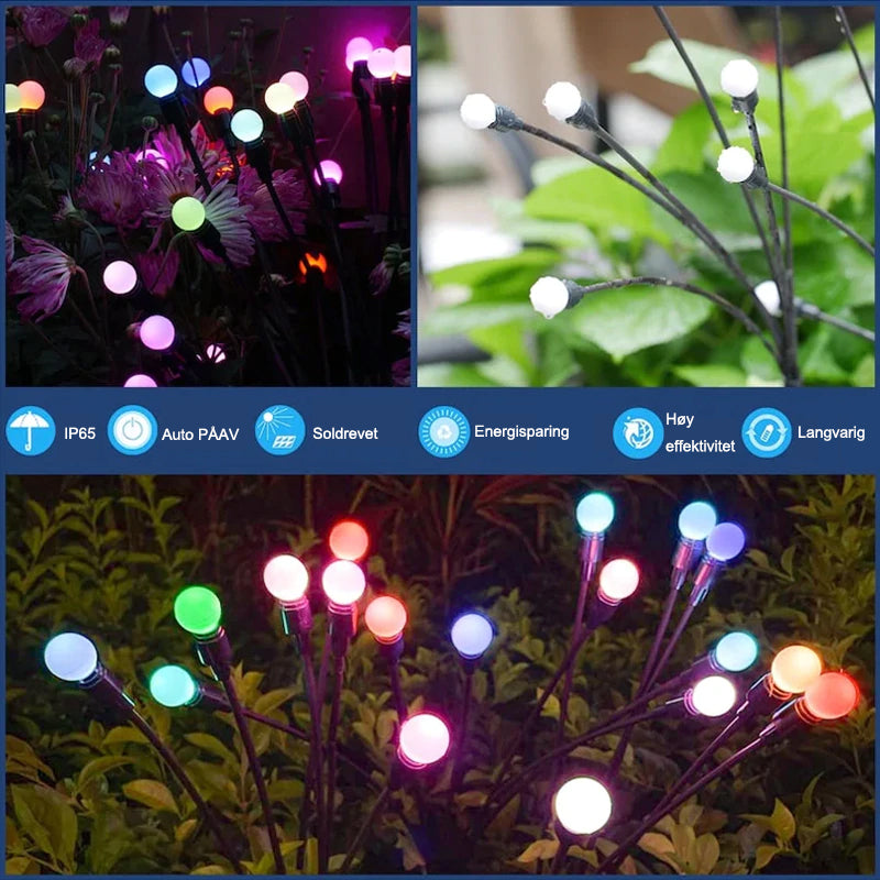 LED Ildflue Solcellelys - Fargeendring Hagebelysning