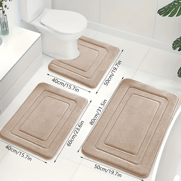 Luksuriøst 3-delt Baderomsmatte Sett i Memory Foam