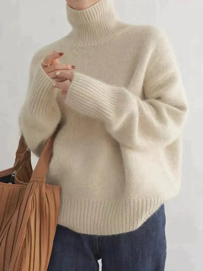 Suéter de punto para mujer con cuello alto clásico