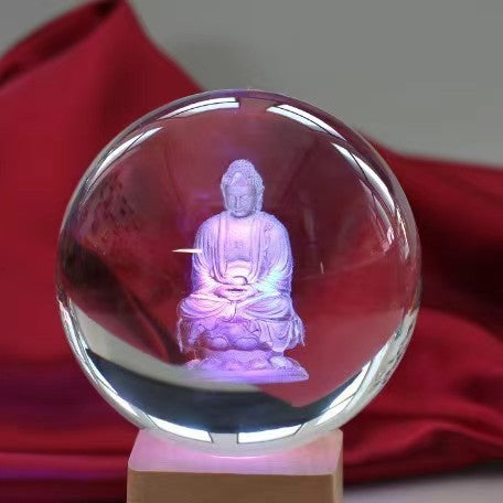 Månekrystallkule med LED-belysning