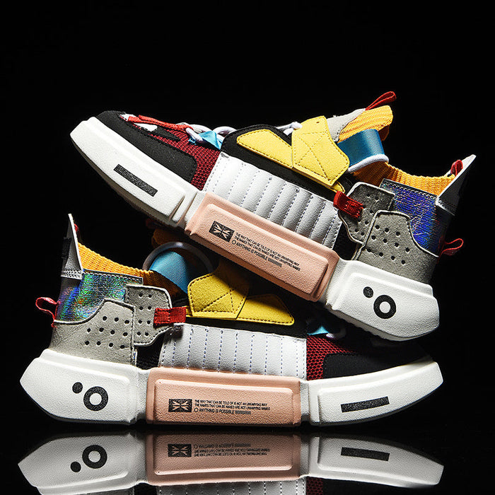 Herre Sneakers med Farveblok Design og Chunky Sål