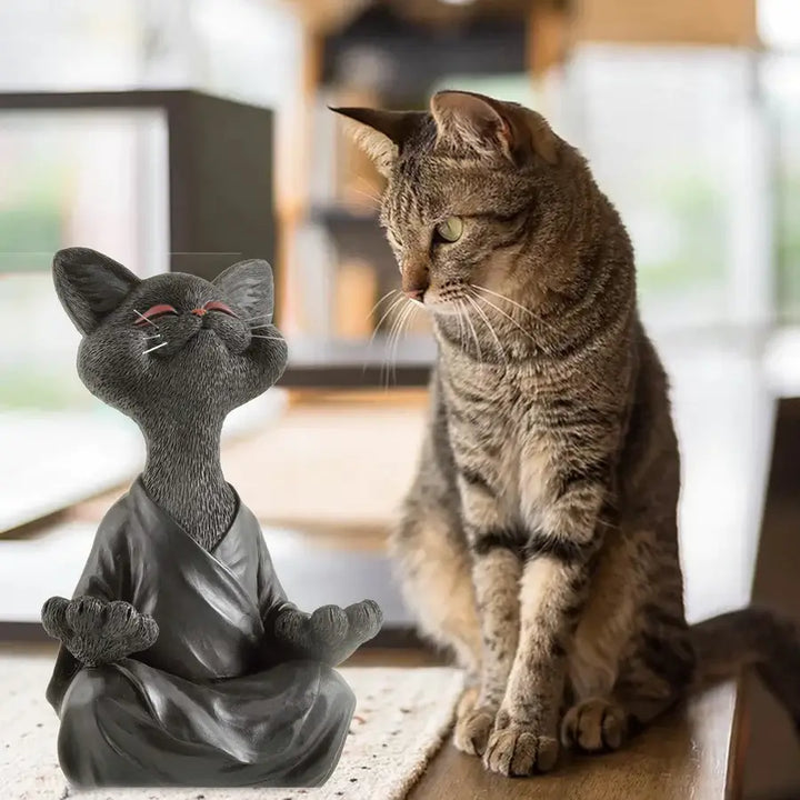 Mediternede Buddha Kattfigur for Hjemmedekor