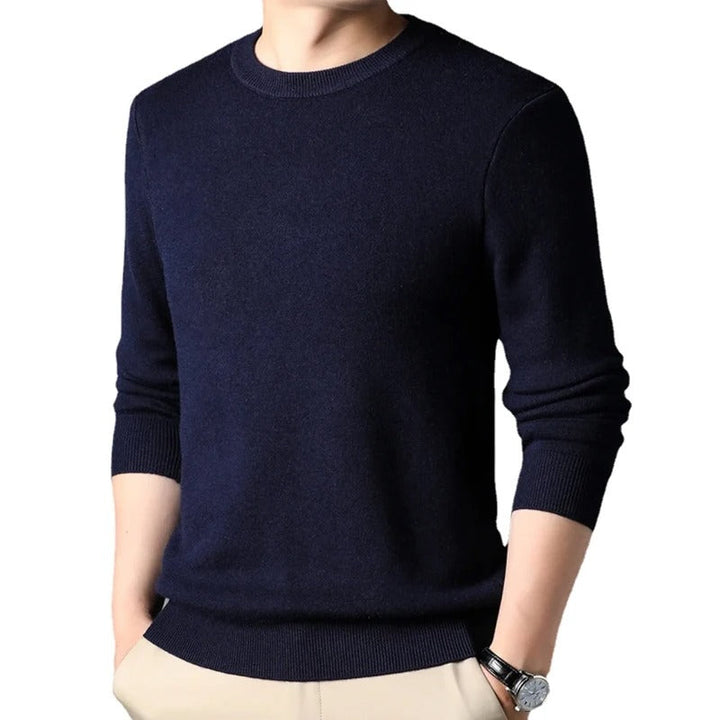 Menns Slim Pullover - Varm O-hals Genser