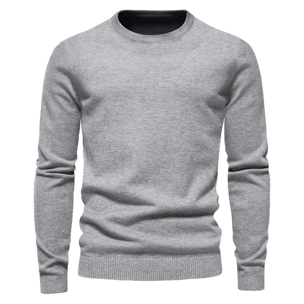 Menns Slim Pullover - Varm O-hals Genser