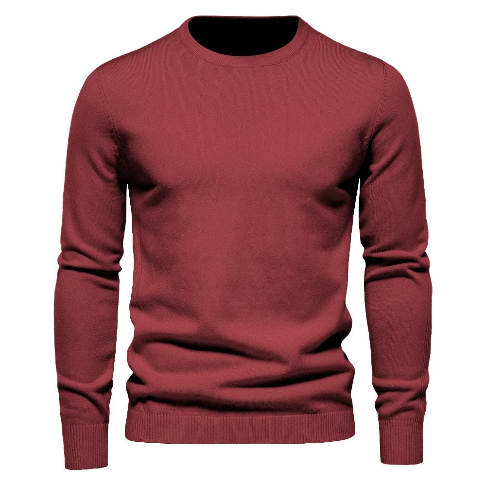 Menns Slim Pullover - Varm O-hals Genser