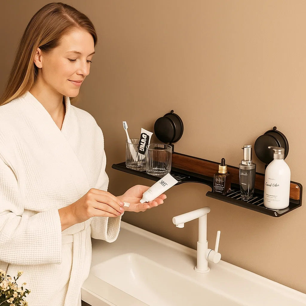 Moderne Baderomshylle med Sugekopp for Smart Oppbevaring