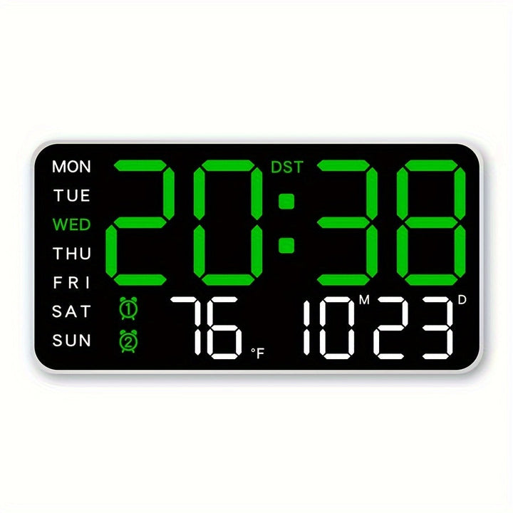 Moderne Digital Veggklokke – Tid, Temperatur &amp; Alarm