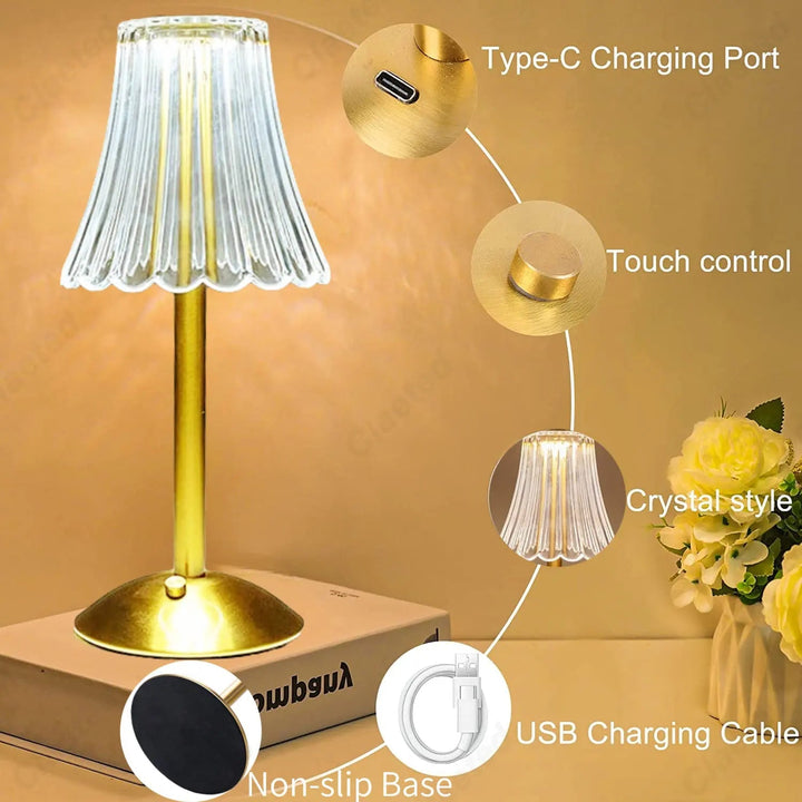 Oppladbar Dimmbar Bordlampe for Soverom og Stue – Moderne Design