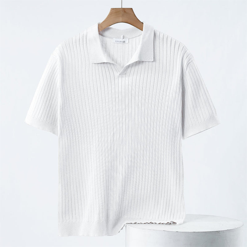 Herre Strikket Poloskjorte – Moderne Stil og Komfort