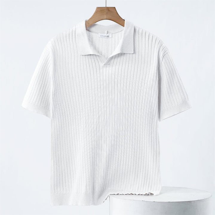 Herre Strikket Poloskjorte – Moderne Stil og Komfort