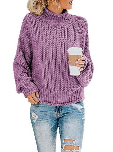 Oversized Strikkegenser for Damer: Perfekt Høy Hals &amp; Batwing-Ermer
