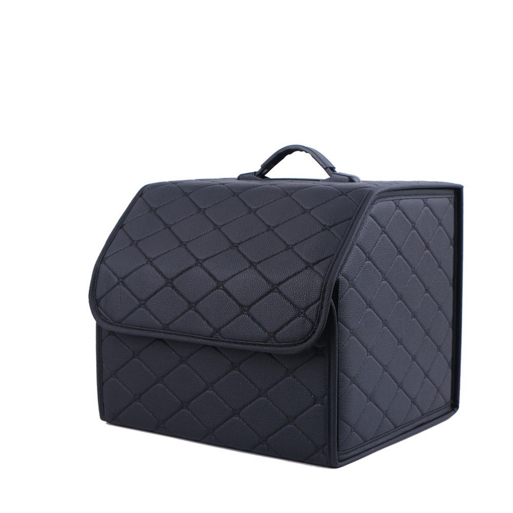 Premium Sammenleggbar Bil Bagasjerom Organizer i PU-skinn