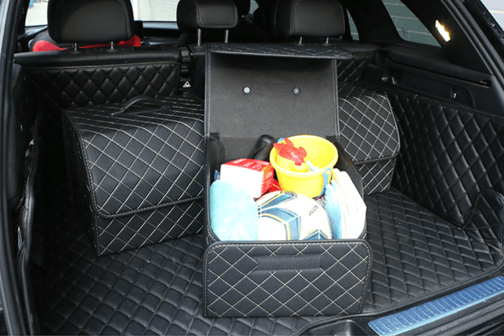 Premium Sammenleggbar Bil Bagasjerom Organizer i PU-skinn