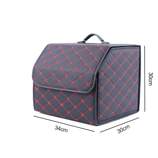 Premium Sammenleggbar Bil Bagasjerom Organizer i PU-skinn